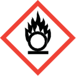 Flame over circle pictogram is used for oxidizing hazards.