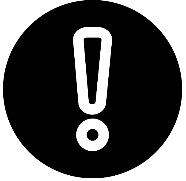 An icon showing an exclamation mark with a black circle as a background. This icon is used for important information.